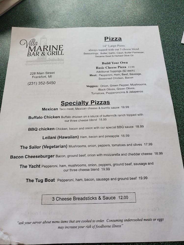 Villa Marine Bar & Grill Menu image 3